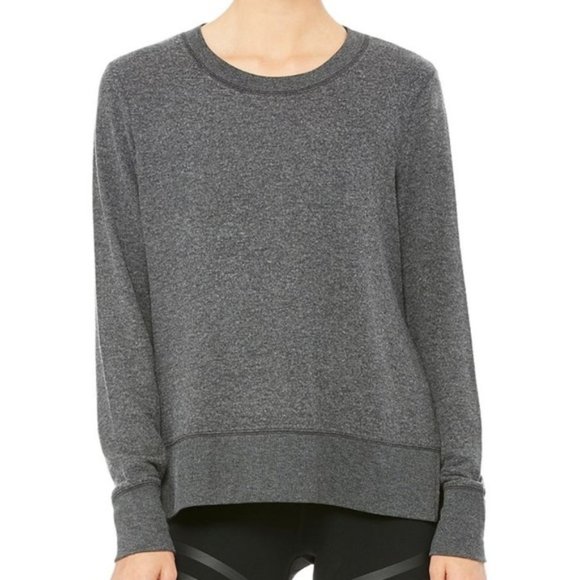 ALO YOGA Glimpse Sweatshirt Top Charcoal Heather Size Small - Picture 1 of 5